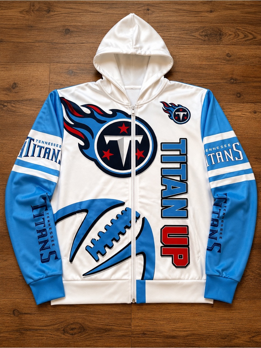 White and Blue Titans Hoodie